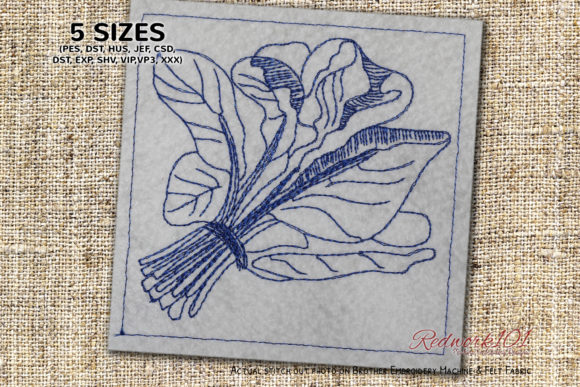 A Bundle of Fresh Spanish Leaf Redwork