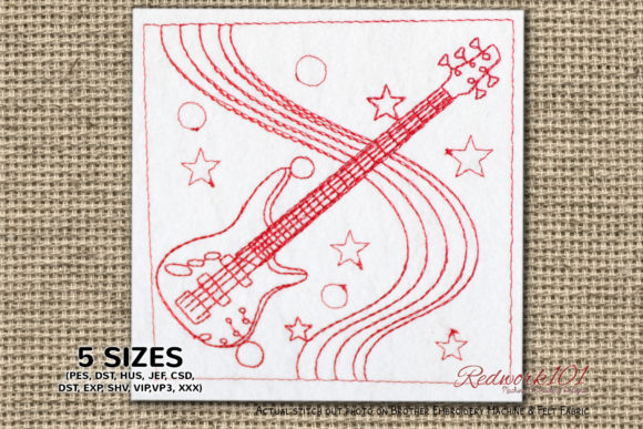 Bass Guitar Redwork: A Designer's Review for Personalized Gifts