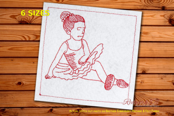 Beautiful Ballerina Sitting Redwork Design Review