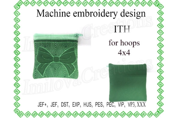Cosmetic Bag Zippered Bag Ribbon – In the Hoop