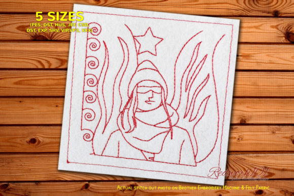 Women Wearing Glasses Redwork: Design Review for Craft Fairs